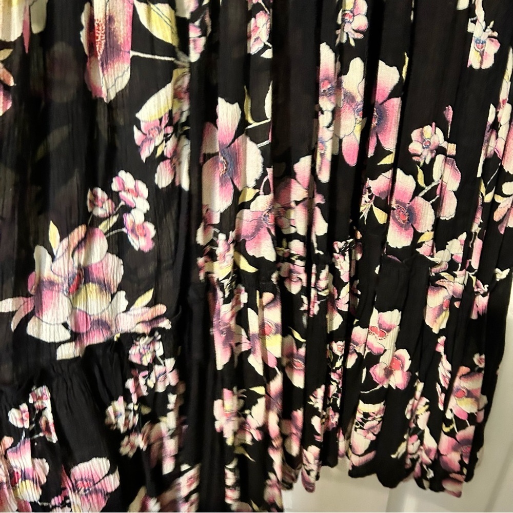 Free People Garden Party Maxi Dress Black Pink Floral xs - Picture 5 of 13